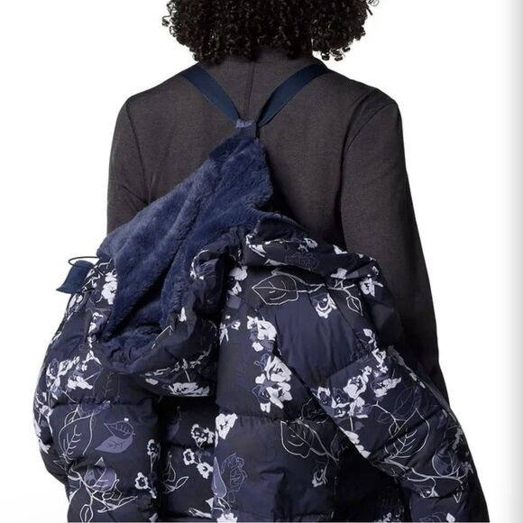 NWT Columbia Boundless Days Floral Printed Long Down Puffer Jacket Navy Large - Picture 15 of 16